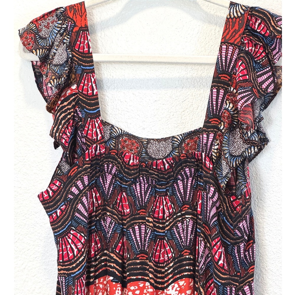 Corey Lynn Calter Anthropologie Doriane Smocked Ruffle Midi Flowy Dress Medium - Picture 3 of 10